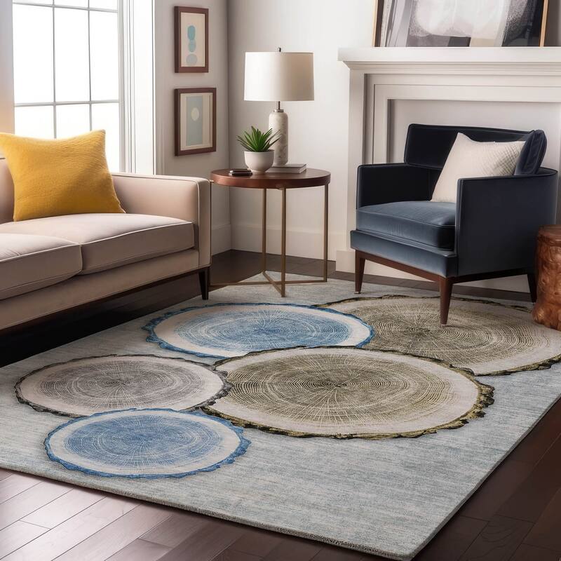 Premium Washable Super Soft Modern Grain Mayfield Rug - Blue - 8' x 10' - Rectangle
