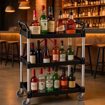 Foldable Service Kitchen Utility Cart with Wheels for Office Garage Home Kitchen Storage - N/A