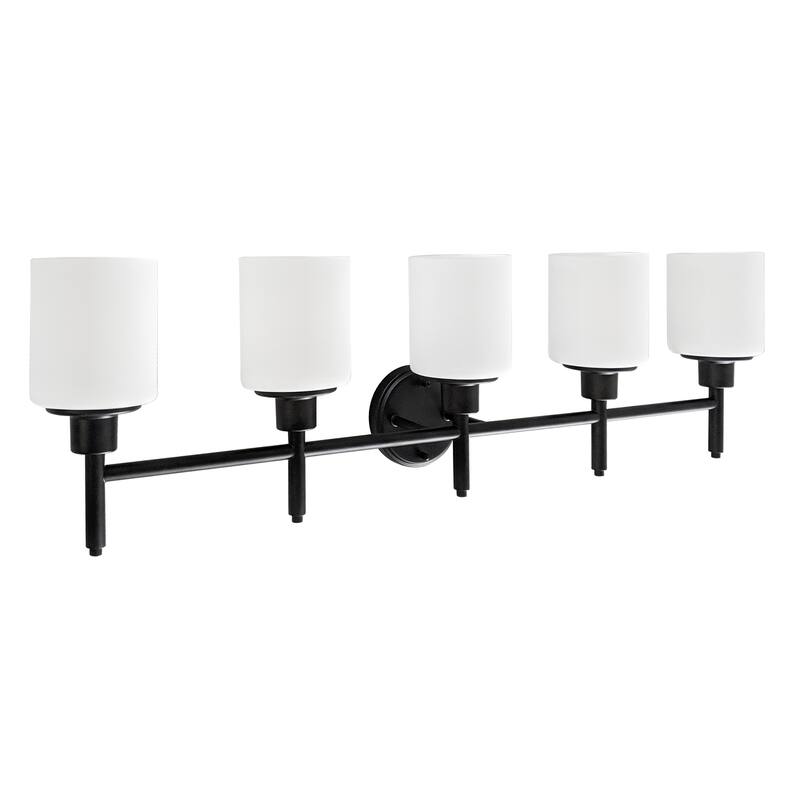 Aubrey Matte Black Dimmable 5-Light Vanity Light - Matte Black