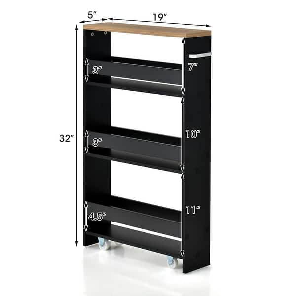 Costway Rolling Kitchen Slim Storage Cart Mobile Shelving Organizer