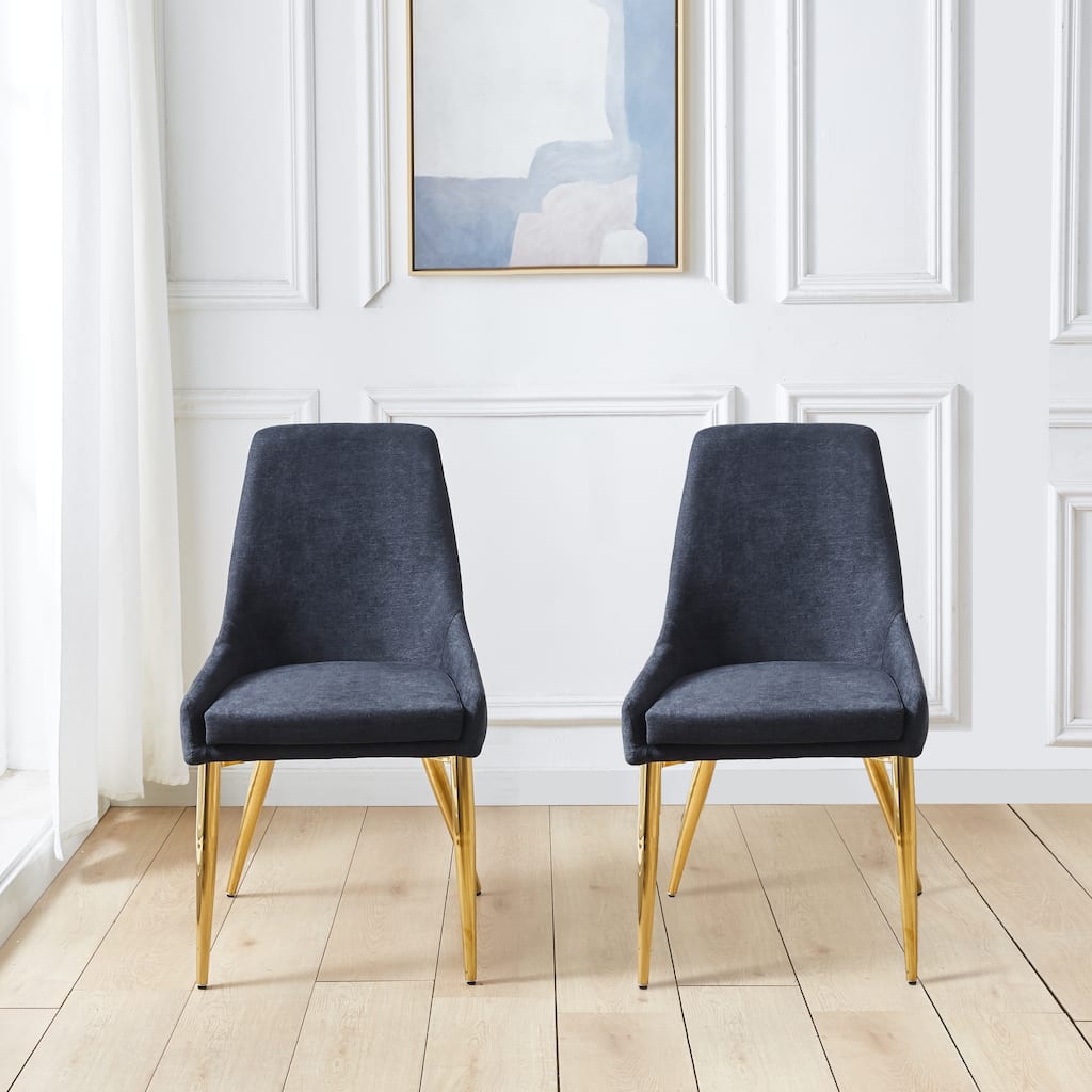 Fabric Upholstered Dining Chairs Set of 2, Dining Armless Accent Chairs, Stainless Steel Accent Chair, Club Guest Office Chairs