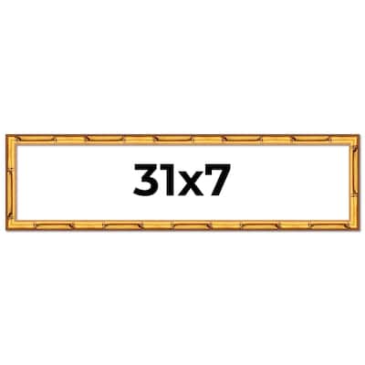 31x7 Frame Gold Bamboo Solid Wood Picture Frame | 1 Inch Moulding