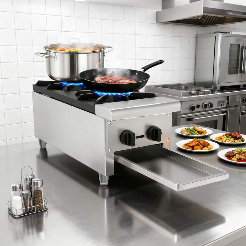 Gas Stove with 2 Burners,Propane Countertop Cooking Stove Range,StainlessSteel Gas Hot Plate,Cooking Equipment,56,000BTU