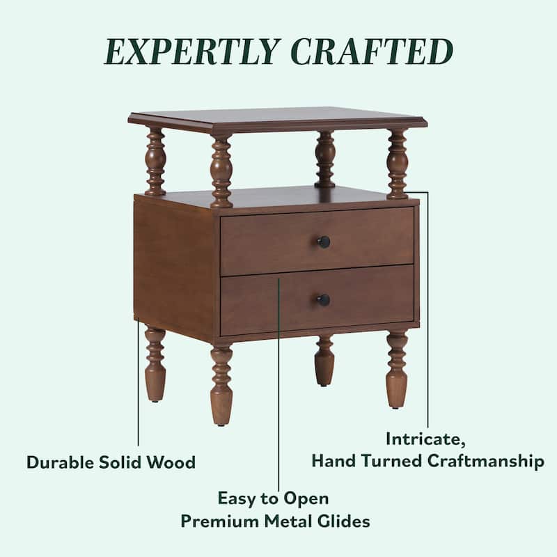 Walker Edison Easy Assembly Solid Wood 2-Drawer Nightstand (Set of 2)