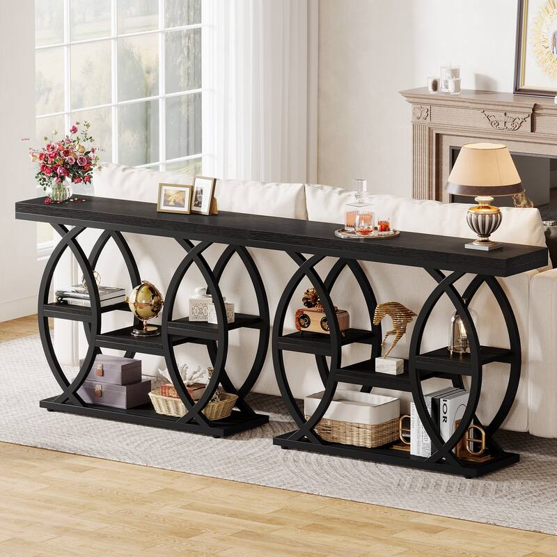 39.4" Console Table, 4-Tier Sofa Table Entryway Table for Small Spaces