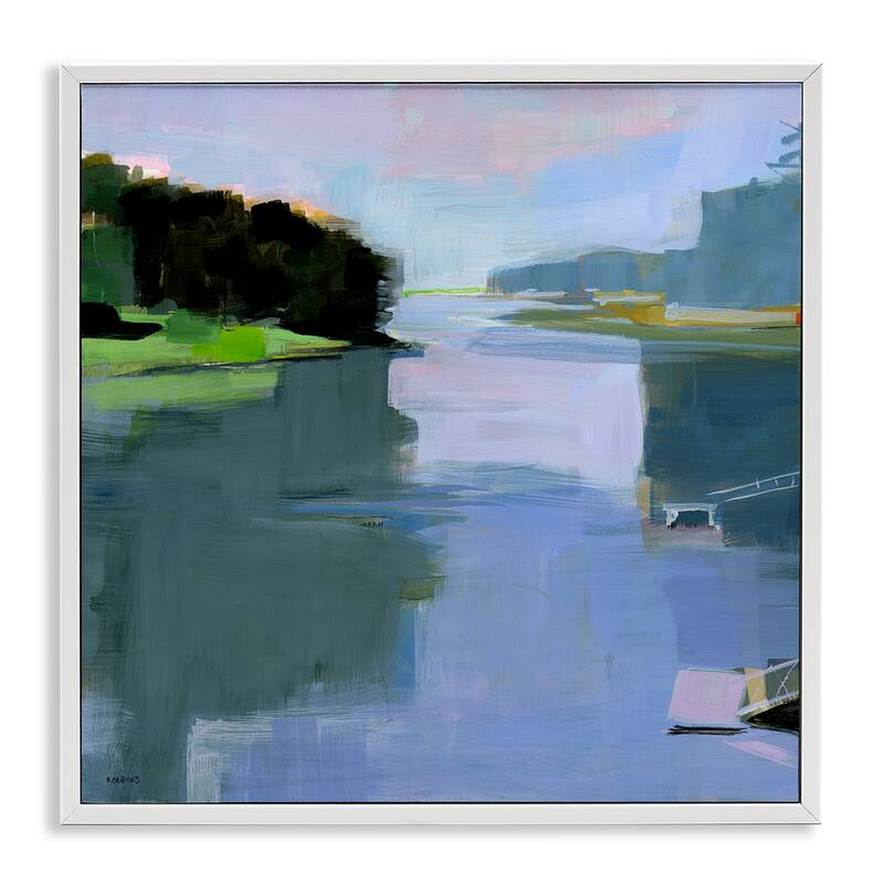 Stupell Water Reflection Abstract Framed Giclee Art Design By Kathleen Robbins - 24 x 24 - White