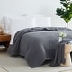 preview thumbnail 1 of 1, 100% Cotton Waffle Weave Blanket Grey - Queen
