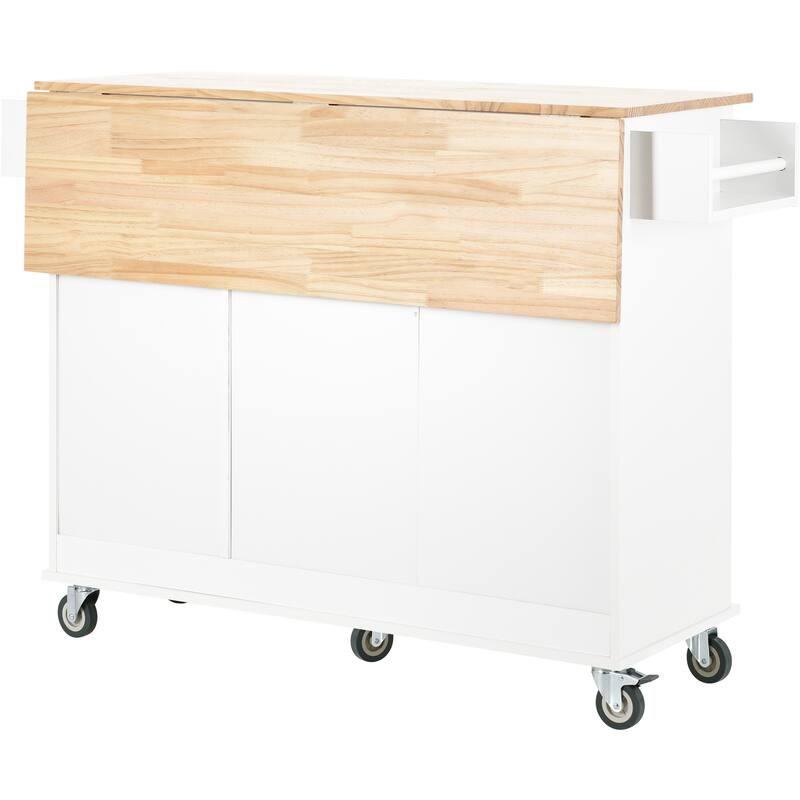 52.7 Inch Width Rolling Mobile Kitchen Island with Locking Wheels