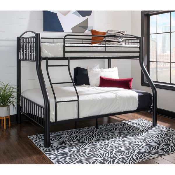 slide 2 of 13, Linon Carlisle Twin Over Full Pewter Bunk Bed Black