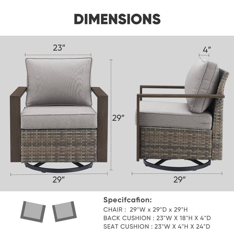 Outdoor Swivel Chair with Thick Cushion