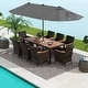 preview thumbnail 33 of 53, Costway 11 PCS Patio Dining Set with 15ft Double-Sided Patio Umbrella