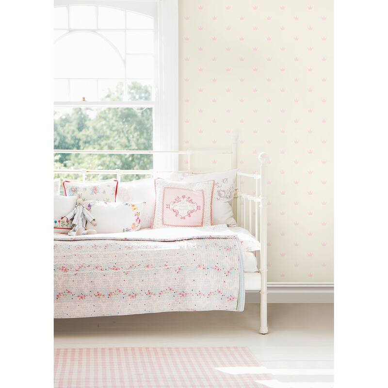 Chesapeake Bea Light Pink Crowns Wallpaper - 20.9 x 396 x 0.025