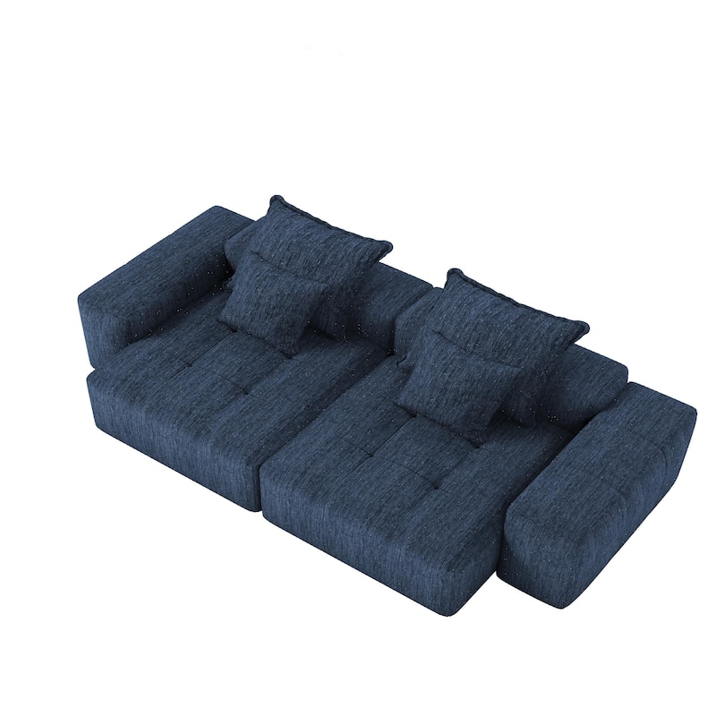 113.39" Chenille 4-Seater Modular Sofa, Sparkling Tufted and Non-Slip Base