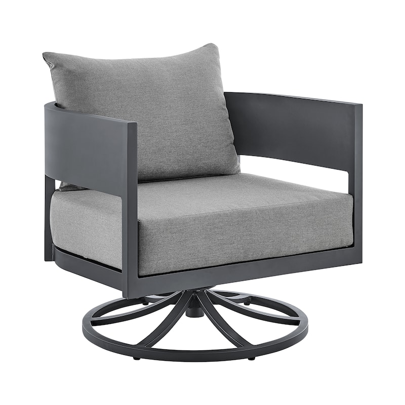 Argiope Dark Grey Aluminum Outdoor Swivel 3-Piece Chat Set