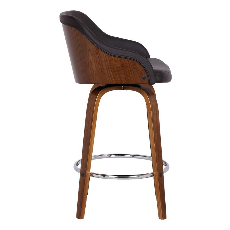 Alec Upholstered Wood Counter or Bar Swivel Stool