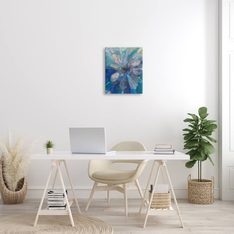 Stupell Abstract Blue Floral Petals Contemporary Flower Splatter Canvas Wall Art