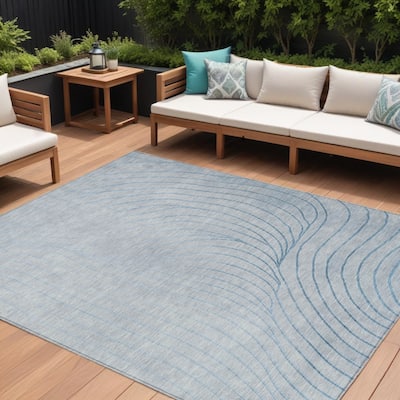 HomeRoots Abstract Transitional Rectangle Outdoor Rug