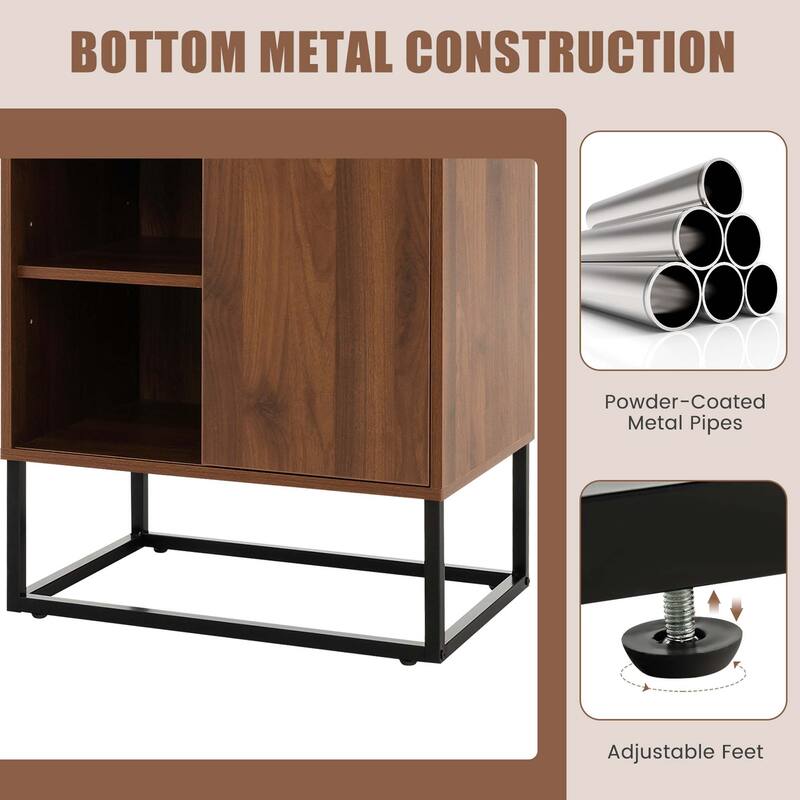 Costway Wine Storage Cabinet Buffet Sideboard with Adjustable Shelf & - See Details