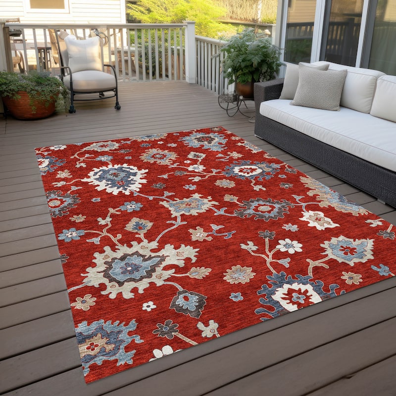 Machine Washable Indoor/ Outdoor Chantille Kashan Traditonal Rug