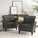 Mid-Century Modern Accent Chairs with Nailhead Trim - Faux Leather - Black-2set