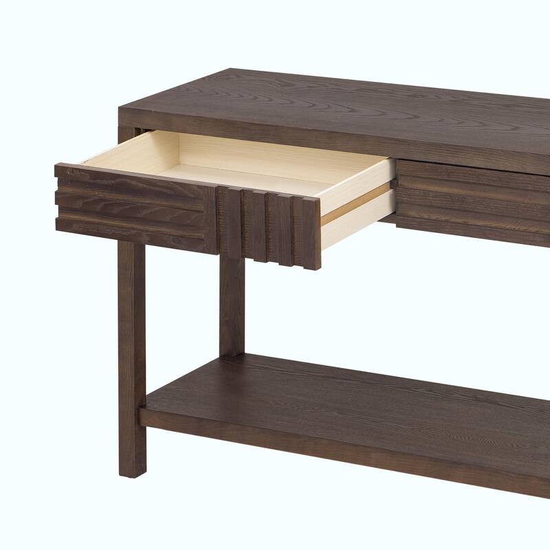 Modern Ash Veneer Console Table - Striped Design for a Stylish Touch