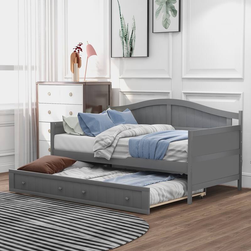 Twin Wooden Daybed with Trundle Bed