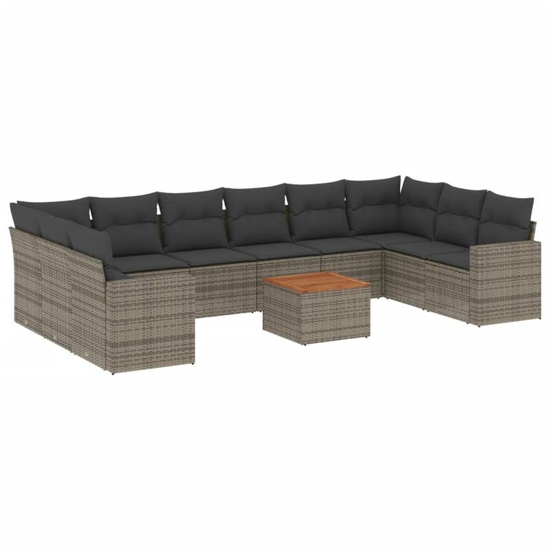 vidaXL Patio Sofa Set with Cushions Outdoor Furniture 11 Piece Poly Rattan