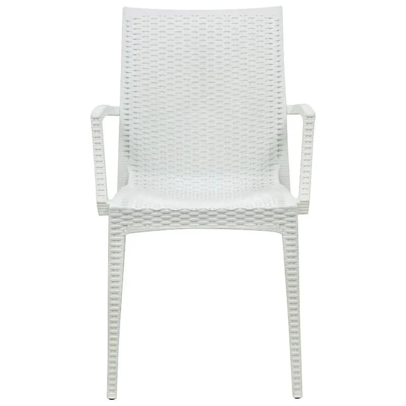 Mace Polypropylene Stackable Armrest Patio Dining Chair with Woven Design for Outdoor Dining Patio Indoor Gatherings