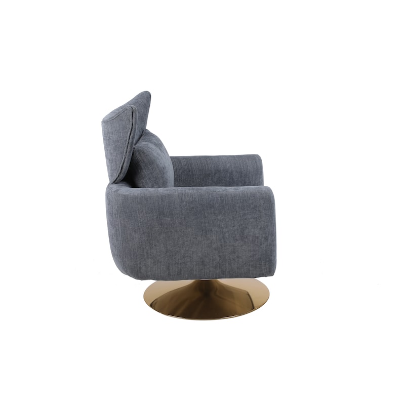 Blue-Gray 29.9" Swivel Accent Chair with Pillow