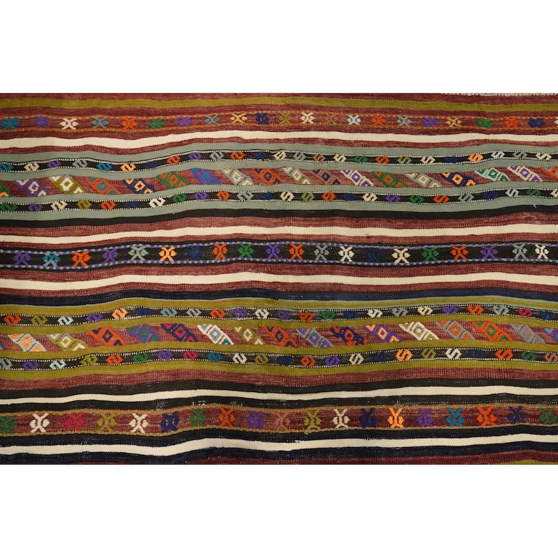 Hand Woven Oriental 100% Wool Carpet Southwestern Tribal Multi-Colored Kilim Area Rug - 7' 11'' X 4' 11''