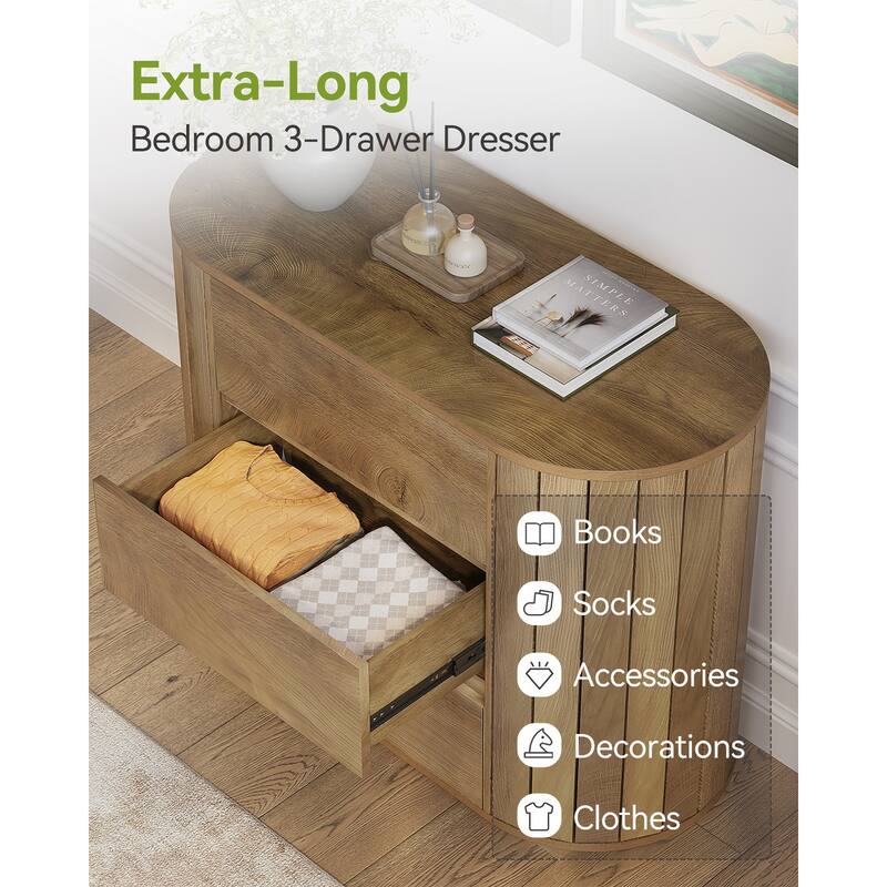 Chic Engineered Wood Nightstand With 3 Spacious Drawers