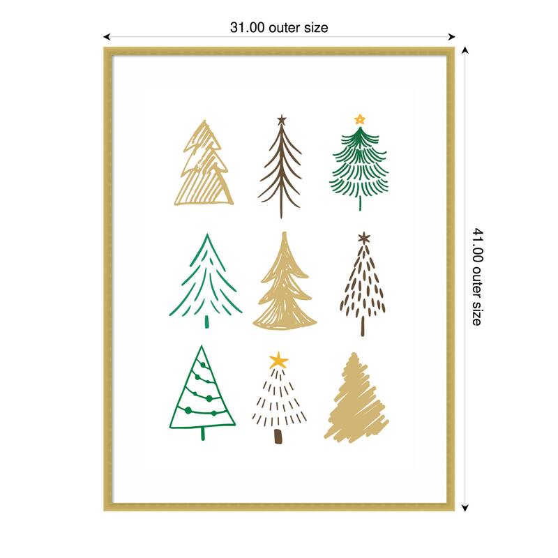 Christmas Trees 1 by Kristina N. Wood Framed Wall Art Print - 31 x 41 in