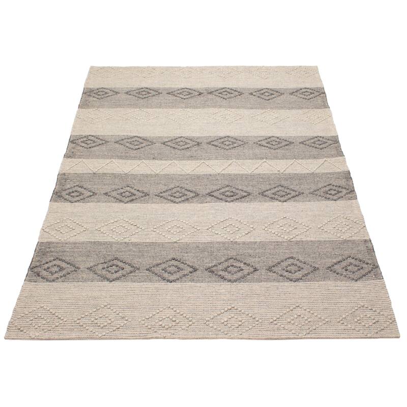 ECARPETGALLERY Braid weave Sienna Khaki Wool Rug - 6'0 x 9'2