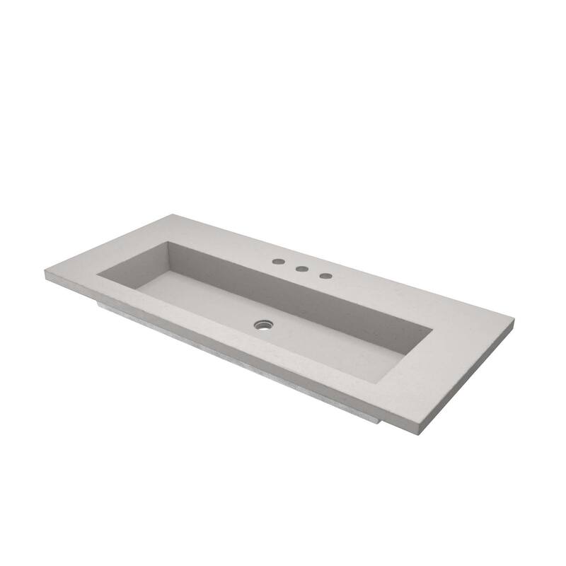 Capistrano 48.5-inch Concrete Vanity Top with Integral Trough Sink - 8" Widespread - Ash
