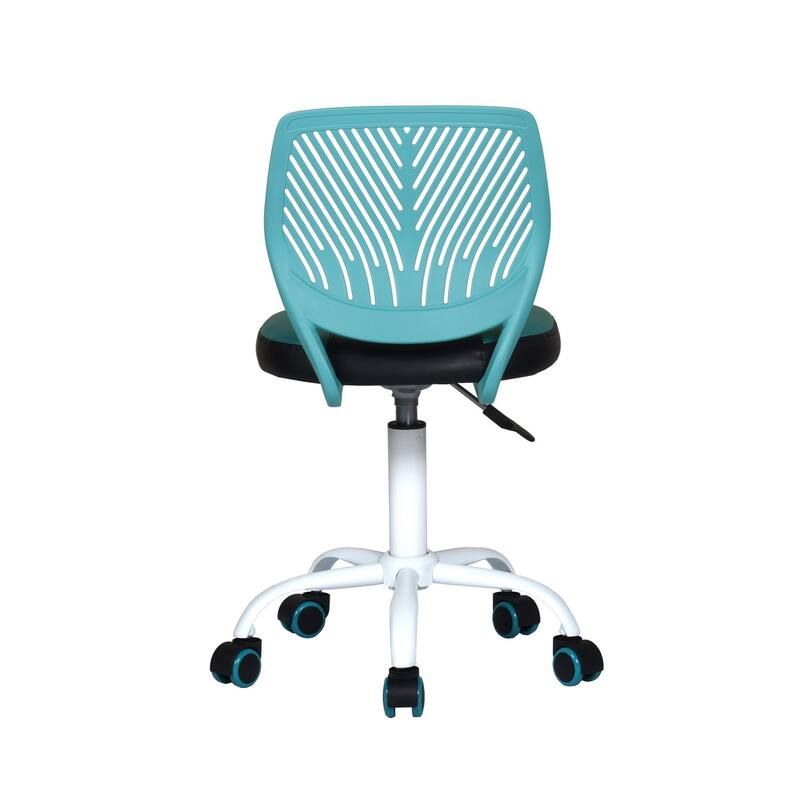 Blue Black and White Adjustable Height Swivel Rolling Office Chair