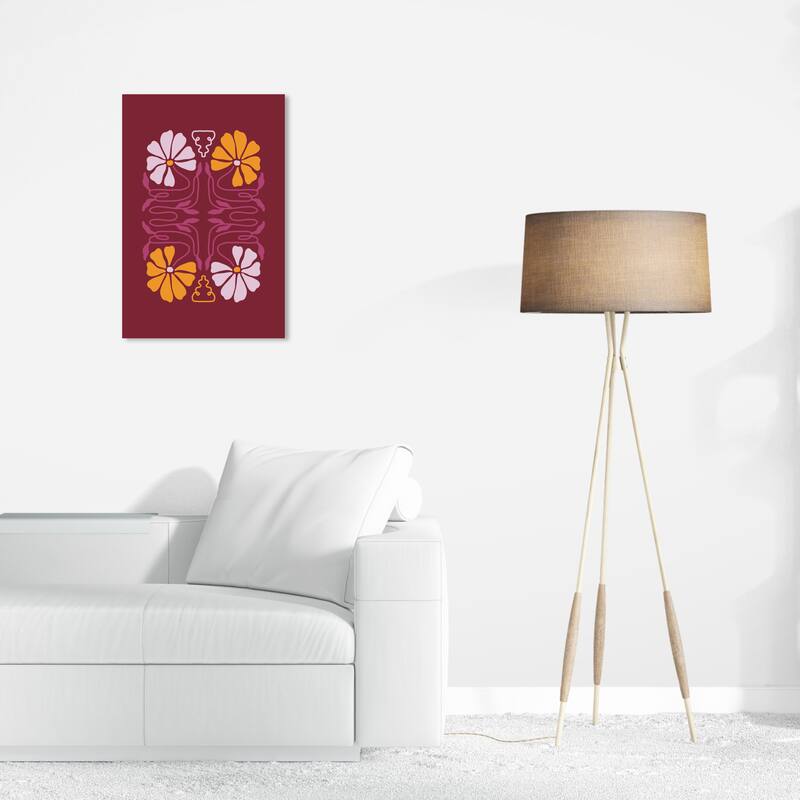 Wynwood Studio Canvas Floral and Botanical Flower Vine Decor Brown and Maroon Modern & Contemporary Wall Art Canvas Print - 24 x 16