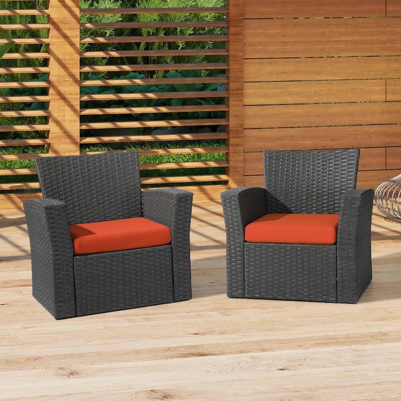 Fading Free All Weather Outdoor Patio Seat Cushions (Set of 2) - Without Welt - Orange