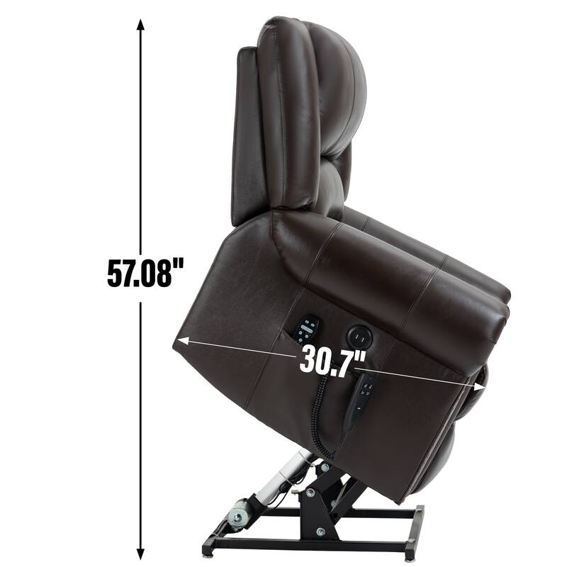 Power Lift Recliner Chair Heat Massage Dual Motor,Leather, Heavy Duty Motion Mechanism with USB Ports