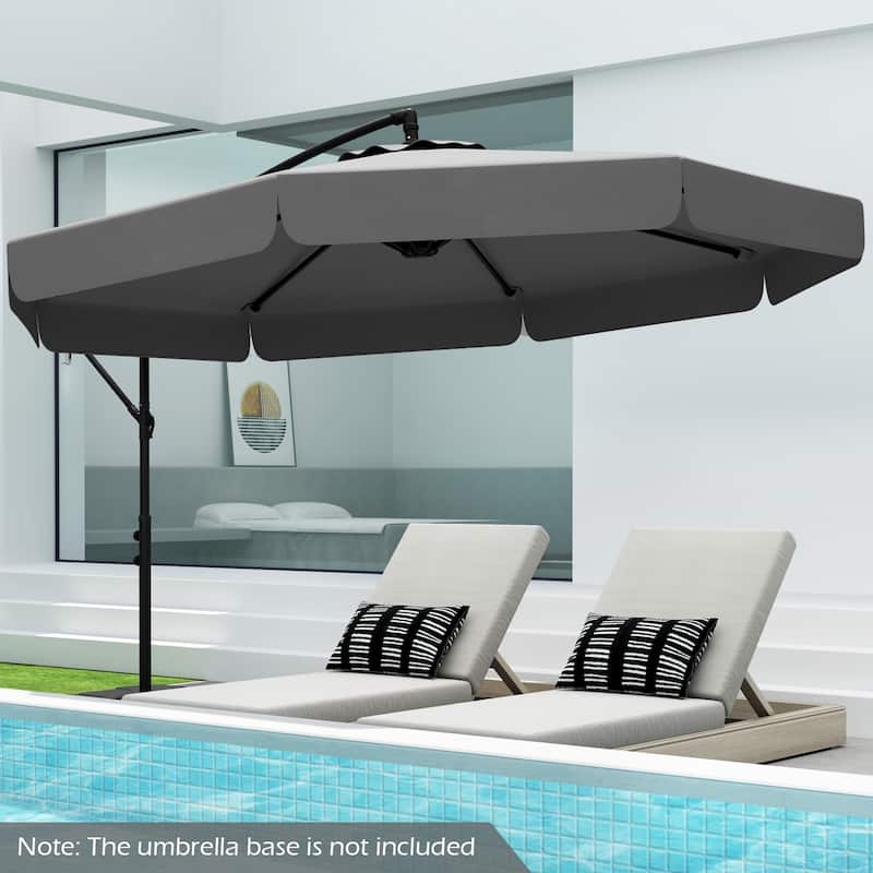 10FT Outdoor Cantilever Umbrella with Fade-Resistant Canopy Tilt Handle and Cover Included (Only Umbrella)