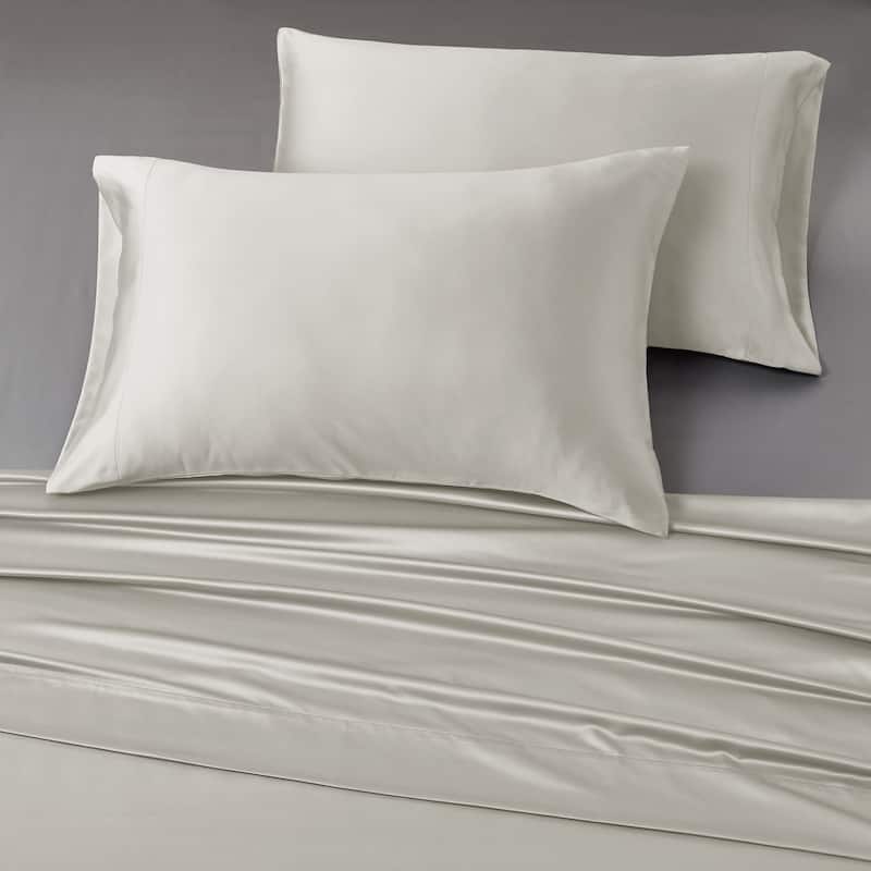 Modern Threads 6-Piece Satin Sheet Set with Deep Pocket Fitted Sheet, 4 Pillowcases, and Organizer