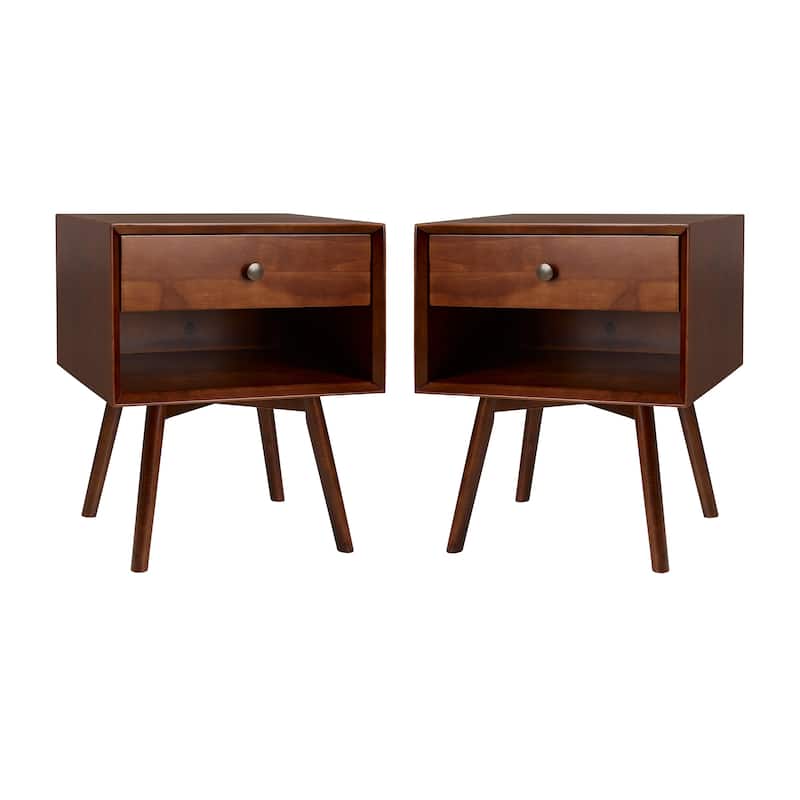 Middlebrook Mid-Century Solid Wood 1-Drawer Nightstand, Set of 2