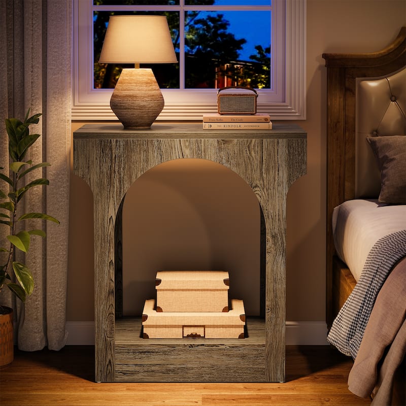 Wood End Side Table with Storage Space