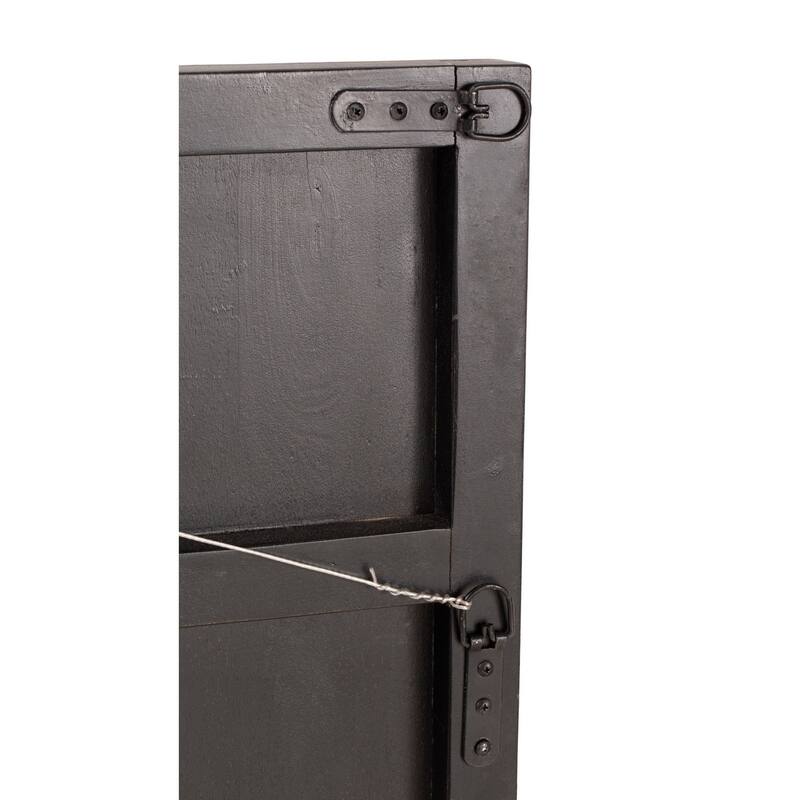 Ernest 20 x 48 Wall Decor, Carved Sunburst Design, Wood Panel, Black Finish