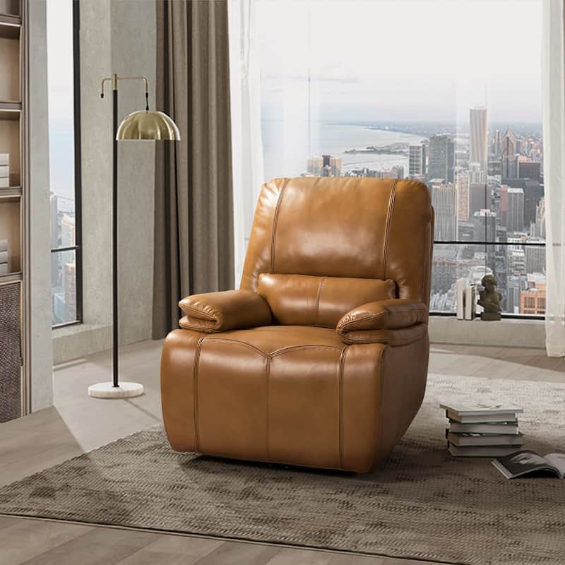 Mercedes Genuine Leather Power Recliner with Cushion Padded - Camel