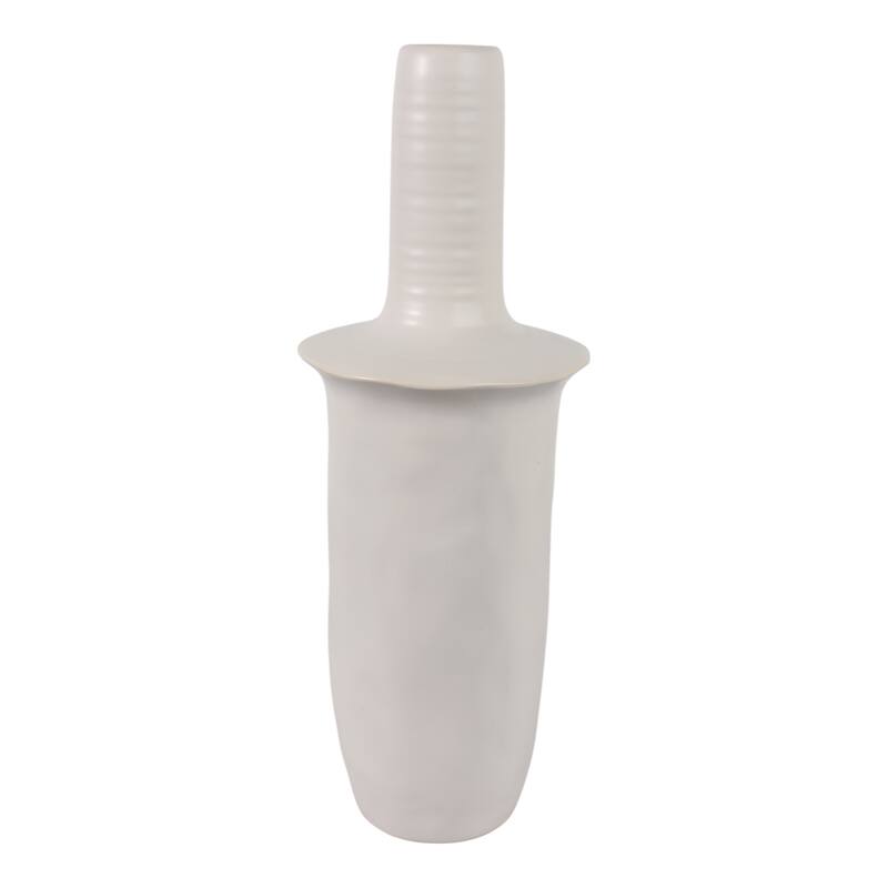 Decorative Vase - Ivory Ceramic Unique Flared Top