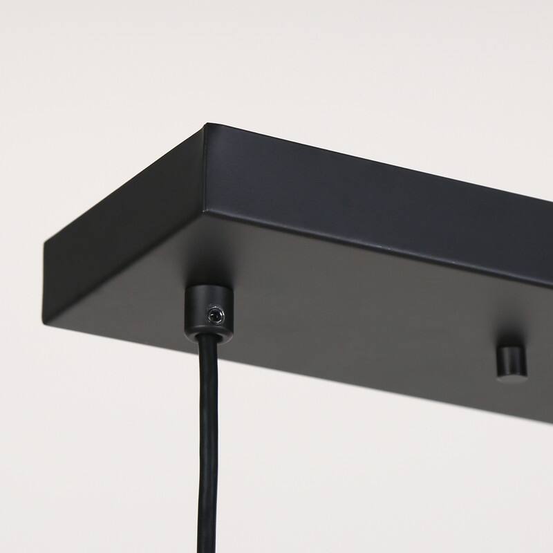 Modern Farmhouse 5-Light Black Linear Chandelier Glass Pendant Island Light for Dining Room - L38" x H75.2" Max