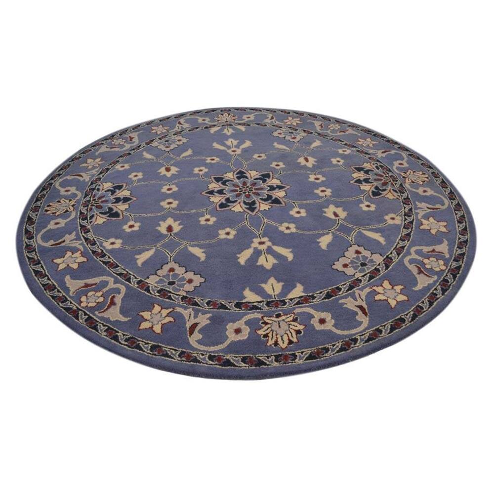 Hand Tufted Wool RoundArea Rug Oriental Blue K00630 6'x6'(Round) Bed Bath & Beyond 37006947