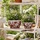 preview thumbnail 10 of 80, Decorative Floral Ceramic Chinoiserie Round Planter - Set of 2 Brown/ White - 8.0"