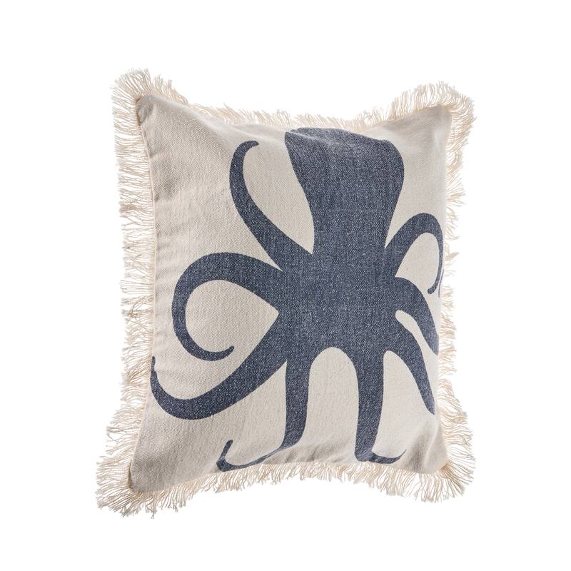 Porch & Den Cobre Octopus Fringe Coastal Throw Pillow