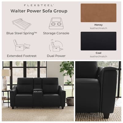 Sonesta Power Reclining Leather Loveseat with Console and Power Headrests